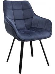 Кресло поворотное EMILE-BL, черный металл/ бархат LUX синий