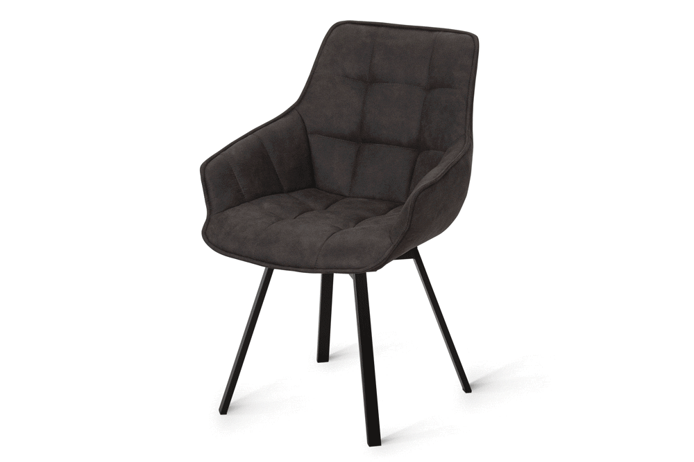 Кресло поворотное EMILE-BLACK черный металл/бархат черный