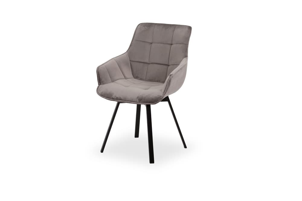 Кресло поворотное EMILE-GR черный металл/бархат серый