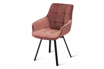 Кресло поворотное EMILE-ROS черный металл/бархат пыльно-розовый