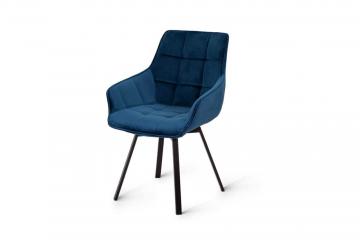 Кресло поворотное EMILE-BLUE черный металл/бархат синий